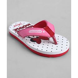 Cute Walk by Babyhug Disney Flip Flops With Minnie Mouse Print - Pink & White
