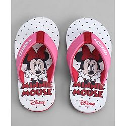 Cute Walk by Babyhug Disney Flip Flops With Minnie Mouse Print - Pink & White