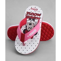 Cute Walk by Babyhug Disney Flip Flops With Minnie Mouse Print - Pink & White