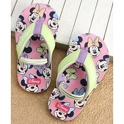 Cute Walk by Babyhug Disney Back Strap Closure Flip Flops With Minnie Mouse Print - Yellow & Pink
