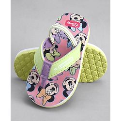 Cute Walk by Babyhug Disney Back Strap Closure Flip Flops With Minnie Mouse Print - Yellow & Pink