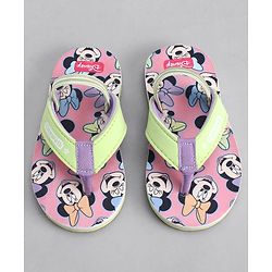 Cute Walk by Babyhug Disney Back Strap Closure Flip Flops With Minnie Mouse Print - Yellow & Pink