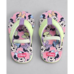 Cute Walk by Babyhug Disney Back Strap Closure Flip Flops With Minnie Mouse Print - Yellow & Pink