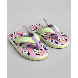 Cute Walk by Babyhug Disney Back Strap Closure Flip Flops With Minnie Mouse Print - Yellow & Pink