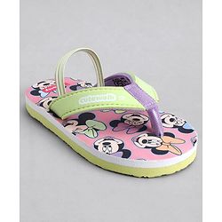 Cute Walk by Babyhug Disney Back Strap Closure Flip Flops With Minnie Mouse Print - Yellow & Pink