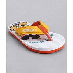 Cute Walk by Babyhug Disney Flip Flops With Mickey Mouse Print - Yellow & Beige