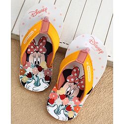 Cute Walk by Babyhug Disney Slip On Flip Flops with Minnie Mouse Print-  Yellow & Beige