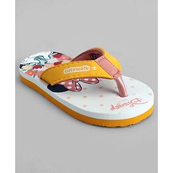 Cute Walk by Babyhug Disney Slip On Flip Flops with Minnie Mouse Print-  Yellow & Beige