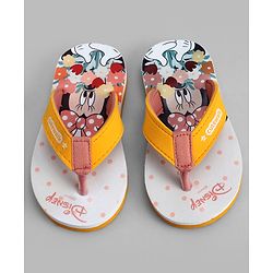 Cute Walk by Babyhug Disney Slip On Flip Flops with Minnie Mouse Print-  Yellow & Beige