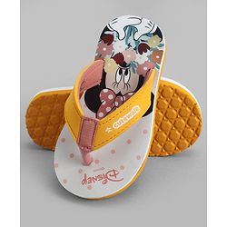 Cute Walk by Babyhug Disney Slip On Flip Flops with Minnie Mouse Print-  Yellow & Beige