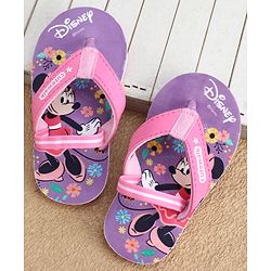 Cute Walk by Babyhug Disney Back Strap Closure Flip Flops With Mickey Mouse Print - Pink & Purple