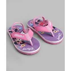 Cute Walk by Babyhug Disney Back Strap Closure Flip Flops With Mickey Mouse Print - Pink & Purple