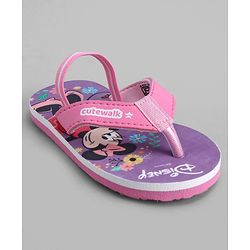 Cute Walk by Babyhug Disney Back Strap Closure Flip Flops With Mickey Mouse Print - Pink & Purple