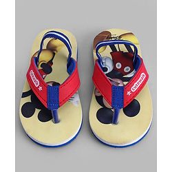 Cute Walk by Babyhug Disney Back Strap Closure Flip Flops With Mickey Mouse Print - Red & Yellow