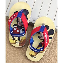 Cute Walk by Babyhug Disney Back Strap Closure Flip Flops With Mickey Mouse Print - Red & Yellow