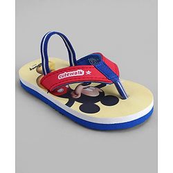 Cute Walk by Babyhug Disney Back Strap Closure Flip Flops With Mickey Mouse Print - Red & Yellow