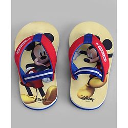Cute Walk by Babyhug Disney Back Strap Closure Flip Flops With Mickey Mouse Print - Red & Yellow
