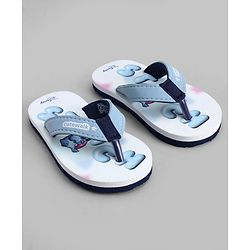 Cute Walk by Babyhug Disney Slip On Flip Flops with Lilo & Stitch Print- White & Grey