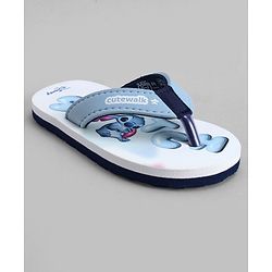 Cute Walk by Babyhug Disney Slip On Flip Flops with Lilo & Stitch Print- White & Grey