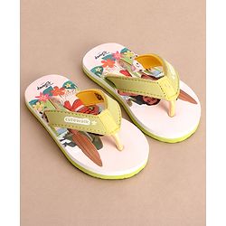Cute Walk by Babyhug Disney Flip Flops With Moana Graphics - Beige & Green