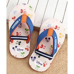 Cute Walk by Babyhug Disney Back Strap Closure Flip Flops With Mickey Mouse Print - Blue & Beige