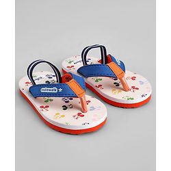 Cute Walk by Babyhug Disney Back Strap Closure Flip Flops With Mickey Mouse Print - Blue & Beige