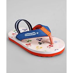 Cute Walk by Babyhug Disney Back Strap Closure Flip Flops With Mickey Mouse Print - Blue & Beige