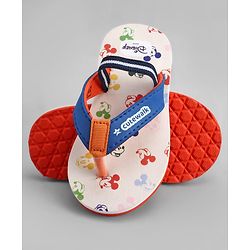 Cute Walk by Babyhug Disney Back Strap Closure Flip Flops With Mickey Mouse Print - Blue & Beige