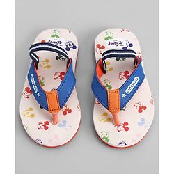 Cute Walk by Babyhug Disney Back Strap Closure Flip Flops With Mickey Mouse Print - Blue & Beige
