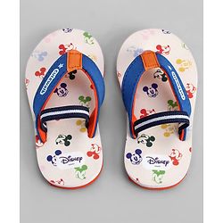 Cute Walk by Babyhug Disney Back Strap Closure Flip Flops With Mickey Mouse Print - Blue & Beige