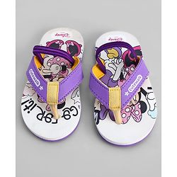 Cute Walk by Babyhug Disney Back Strap Closure Flip Flops With Minnie Mouse Print - Purple & Beige