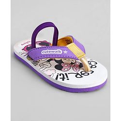 Cute Walk by Babyhug Disney Back Strap Closure Flip Flops With Minnie Mouse Print - Purple & Beige