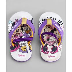 Cute Walk by Babyhug Disney Back Strap Closure Flip Flops With Minnie Mouse Print - Purple & Beige