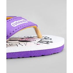 Cute Walk by Babyhug Disney Back Strap Closure Flip Flops With Minnie Mouse Print - Purple & Beige