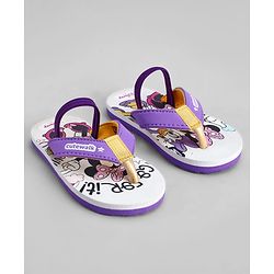 Cute Walk by Babyhug Disney Back Strap Closure Flip Flops With Minnie Mouse Print - Purple & Beige