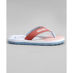 Cute Walk by Babyhug Disney Flip Flops With Frozen Print - Peach & White