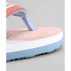Cute Walk by Babyhug Disney Flip Flops With Frozen Print - Peach & White