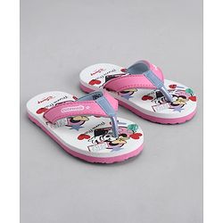 Cute Walk by Babyhug Disney Flip Flops With Minnie Mouse Print - Pink & Beige