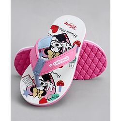 Cute Walk by Babyhug Disney Flip Flops With Minnie Mouse Print - Pink & Beige