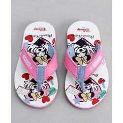 Cute Walk by Babyhug Disney Flip Flops With Minnie Mouse Print - Pink & Beige