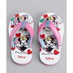 Cute Walk by Babyhug Disney Flip Flops With Minnie Mouse Print - Pink & Beige
