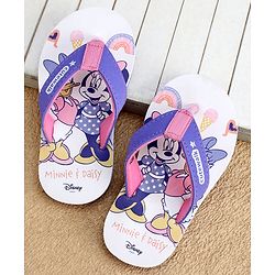 Cute Walk by Babyhug Disney Flip Flops With Minnie Mouse Print - Purple & Beige