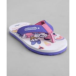 Cute Walk by Babyhug Disney Flip Flops With Minnie Mouse Print - Purple & Beige