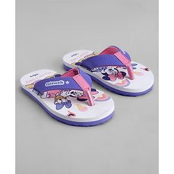 Cute Walk by Babyhug Disney Flip Flops With Minnie Mouse Print - Purple & Beige