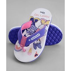 Cute Walk by Babyhug Disney Flip Flops With Minnie Mouse Print - Purple & Beige