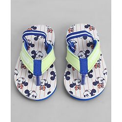 Cute Walk by Babyhug Disney Back Strap Closure Flip Flops With Mickey Mouse Print - Yellow & Beige