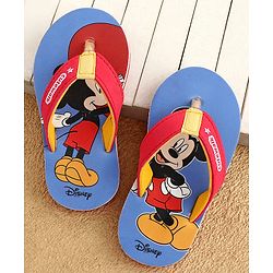 Cute Walk by Babyhug Disney Flip Flops With Mickey Mouse Print - Blue