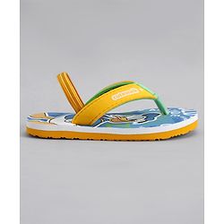 Cute Walk by Babyhug Disney Flip Flops With Back Strap & Donald Duck Print - Yellow & Blue