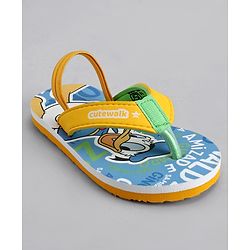 Cute Walk by Babyhug Disney Flip Flops With Back Strap & Donald Duck Print - Yellow & Blue