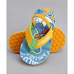 Cute Walk by Babyhug Disney Flip Flops With Back Strap & Donald Duck Print - Yellow & Blue